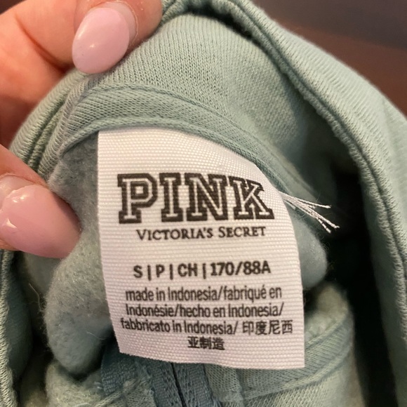 PALE GREEN CA LOVE PINK HALF ZIP HOODIE S - Picture 2 of 2